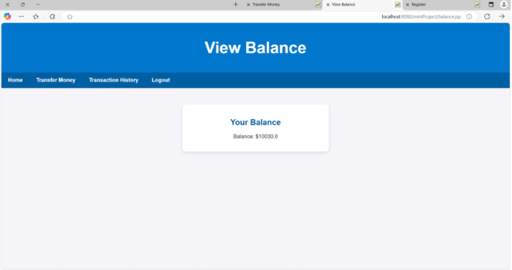Online Banking System — account balance